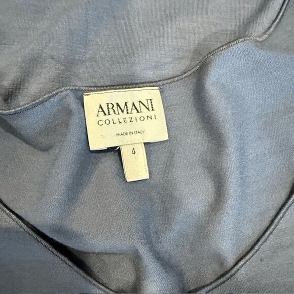 Armani Collezioni Blue Stretch Tank Top Round Neck Surged Edges Size 4 - Picture 3 of 7